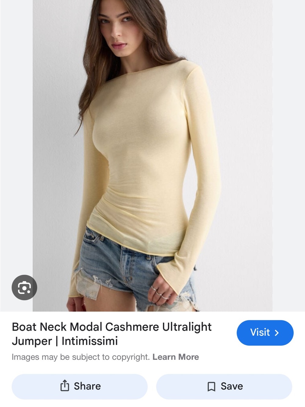 Light Yellow Boat-Neck Long Sleeve Top